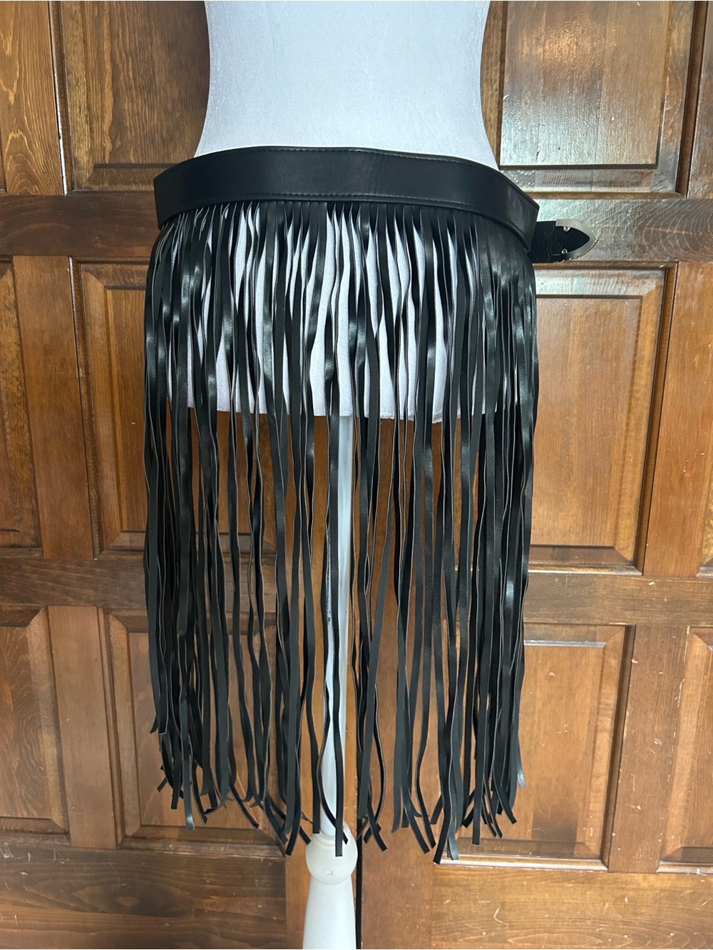 Love J Julia Western Double Buckle Fringe Belt Genuine Leather Black SM BT4231M - Picture 4 of 6